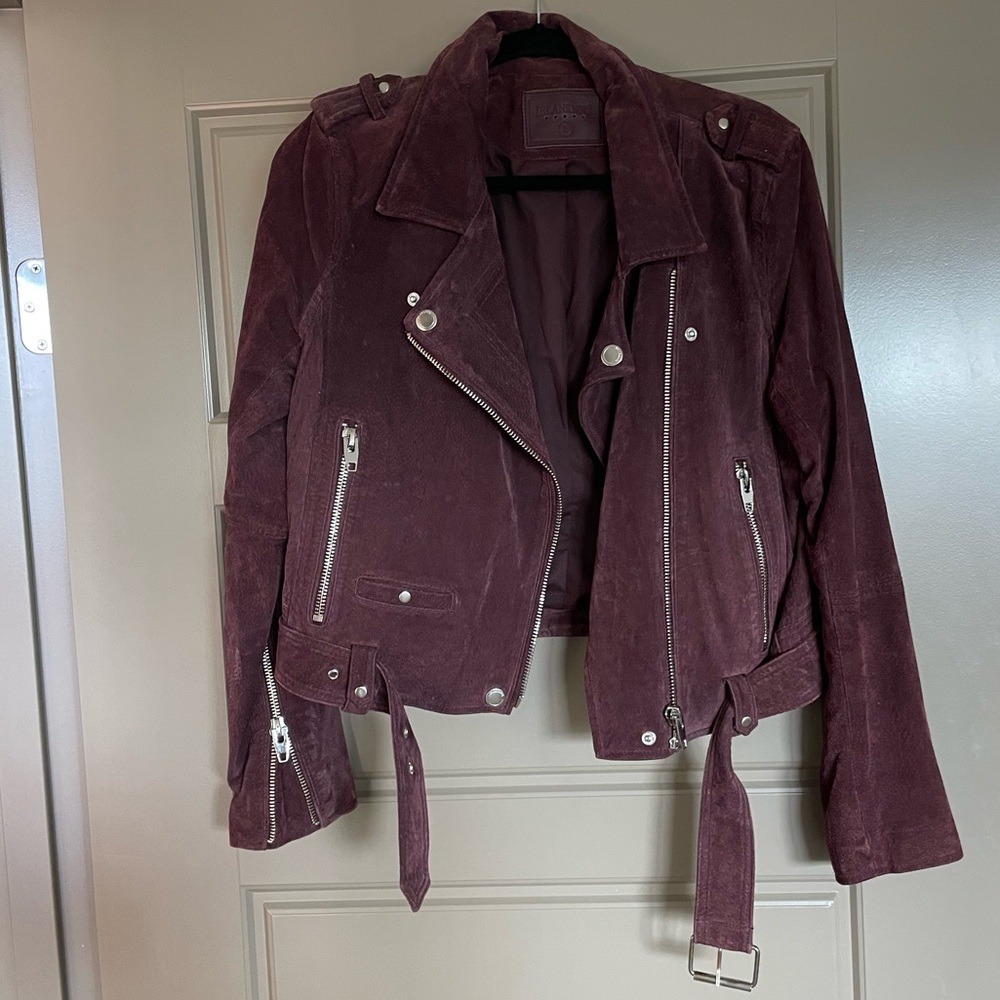 BLANK NYC Suede Moto Jacket in Dark Plum (Large)